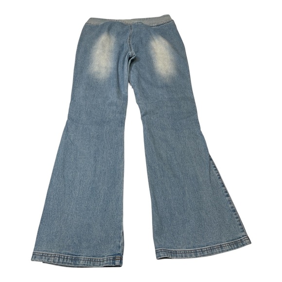 Joe Boxer Y2K 2000’s Flare Suede Leather Patchwork Light Wash Jeans Size 13 - Picture 3 of 15